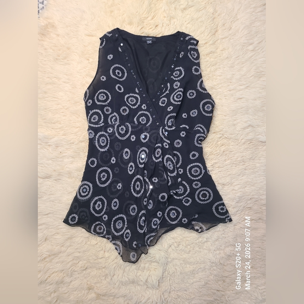 Alfani Black Silk-Look Top with‎ Satin Finish